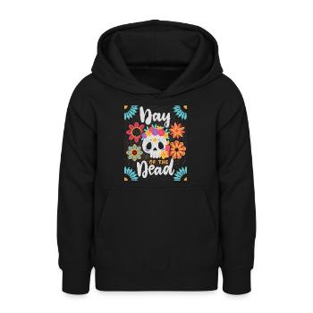 Day-of-the-Dead, Sugar-Skull - Teenager Hoodie - Schwarz - Vorne - AI Model Teenager Male light (155cm)
