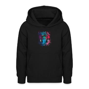 Musican Lover Headphones Just Music - Teen Hoodie - black - Front - AI Model Teenager Male light (155cm)