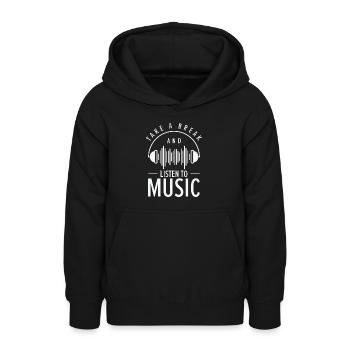 Sérénité Music Lover Pause Détente - Sweat à capuche Ado - noir - Devant - AI Model Teenager Male light (155cm)
