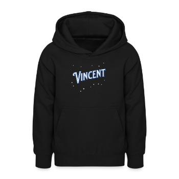 Le nom de Vincent personnalisé - Sweat à capuche Ado - noir - Devant - AI Model Teenager Male light (155cm)