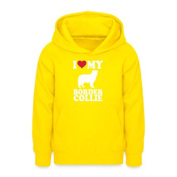 Border Collie Gift Dogs - Sweat à capuche Ado - jaune - Devant - AI Model Teenager Male dark (155cm)