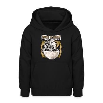 Rice farmer with rice bowl, saying rice - Teen Hoodie - black - Front - AI Model Teenager Male light (155cm)