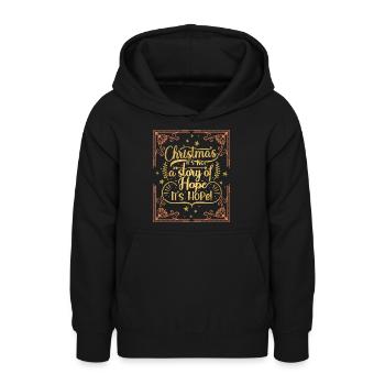 Millésime de Noël en disant la typographie dorée - Sweat à capuche Ado - noir - Devant - AI Model Teenager Male light (155cm)