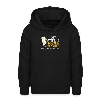 Rien ne me fait peur Rhode Islander Mme Rhode - Sweat à capuche Ado - noir - Devant - AI Model Teenager Male light (155cm)