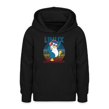 Root Party Penguin Retro Linux Cool Nerd Programmes - Sweat à capuche Ado - noir - Devant - AI Model Teenager Male light (155cm)
