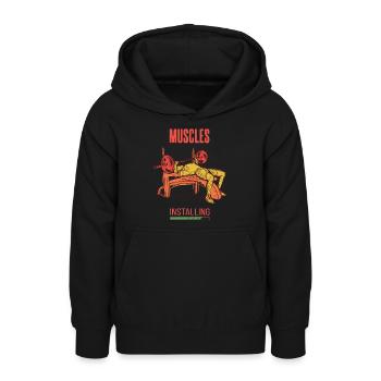 Bankdrücken-Muskeln, die Brust-Workout-Gewichtstra - Teenager Hoodie - Schwarz - Vorne - AI Model Teenager Male light (155cm)