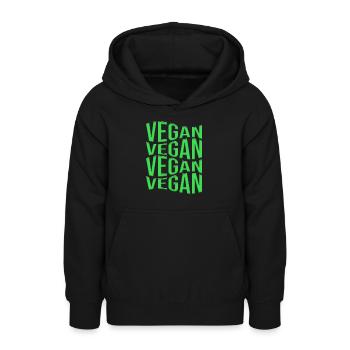 végétalien - Sweat à capuche Ado - noir - Devant - AI Model Teenager Male light (155cm)