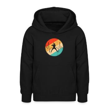 Battement de cœur rétro baseball - Sweat à capuche Ado - noir - Devant - AI Model Teenager Male light (155cm)