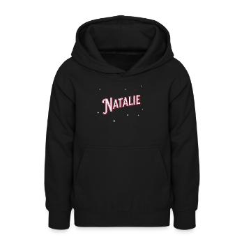 Le prénom de Natalie personnalisé - Sweat à capuche Ado - noir - Devant - AI Model Teenager Male light (155cm)