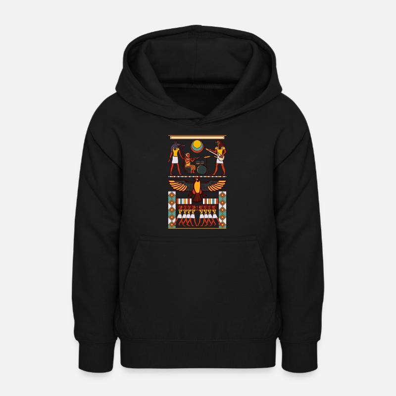 Egypte Hiéroglyphes Pyramide Musique Rock Guitare - Sweat à capuche Ado - noir