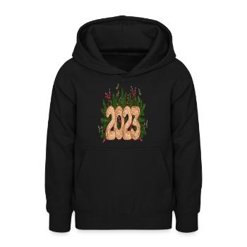 Happy New Year 2023 New Year's Eve Christmas - Teen Hoodie - black - Front - AI Model Teenager Male light (155cm)