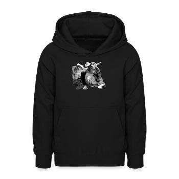 Graues Rind Tierkopf Motiv Aufdruck mit Stier - Teenager Hoodie - Schwarz - Vorne - AI Model Teenager Male light (155cm)