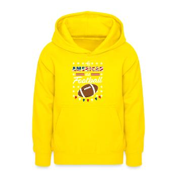 As American As Football 4th of July USA - Sweat à capuche Ado - jaune - Devant - AI Model Teenager Male dark (155cm)
