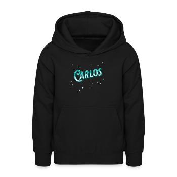 Carlos' name personalized - Teen Hoodie - black - Front - AI Model Teenager Male light (155cm)