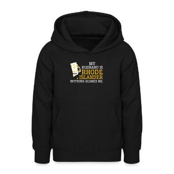 Rien ne me fait peur Mari rhode Islander - Sweat à capuche Ado - noir - Devant - AI Model Teenager Male light (155cm)