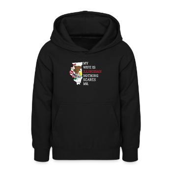Nothing Scares Me Illinoisan Wife Illinois - Teen Hoodie - black - Front - AI Model Teenager Male light (155cm)