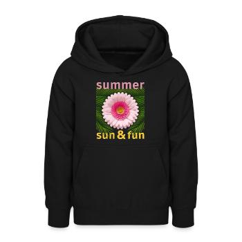 Marguerite, Summer Flower Margarite, 3d Flower Saying - Teen Hoodie - black - Front - AI Model Teenager Male light (155cm)