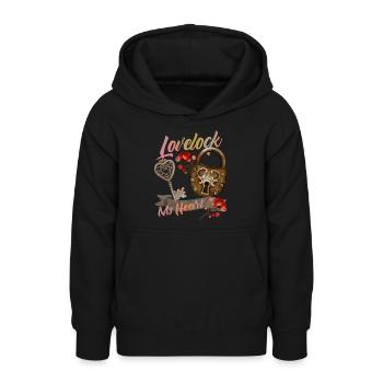 Le cadenas de la Saint-Valentin aime dire - Sweat à capuche Ado - noir - Devant - AI Model Teenager Male light (155cm)