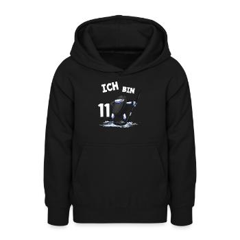 Ich bin 11 Jahre Eishockey Puck 11. Geburtstag - Teenager Hoodie - Schwarz - Vorne - AI Model Teenager Male light (155cm)