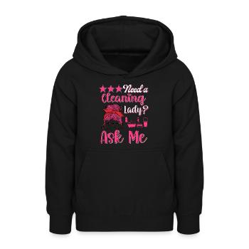 Femme de ménage Nettoyeuse - Sweat à capuche Ado - noir - Devant - AI Model Teenager Male light (155cm)