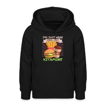 Junk-Food, Fast Food, Hamburger lustiger Spruch - Teenager Hoodie - Schwarz - Vorne - AI Model Teenager Male light (155cm)