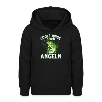 Coole Jungs Gehen Angeln Fischen Angler - Teenager Hoodie - Schwarz - Vorne - AI Model Teenager Male light (155cm)