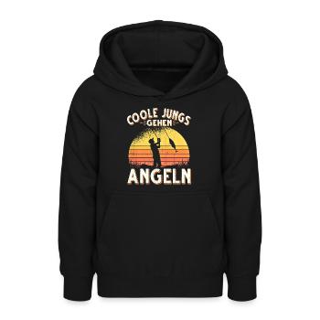 Coole Jungs Gehen Angeln Fischen Angler - Teenager Hoodie - Schwarz - Vorne - AI Model Teenager Male light (155cm)