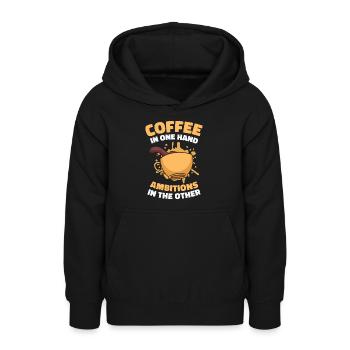 Ambition Objectif Café Amateur Citations de motivation - Sweat à capuche Ado - noir - Devant - AI Model Teenager Male light (155cm)