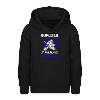 Ein Leben Ohne Eishockey Ist Möglich Aber Sinnlos - Teenager Hoodie - Schwarz - Vorne - AI Model Teenager Male light (155cm)
