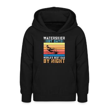 Water skiers by day World's best father at night - Teen Hoodie - black - Front - AI Model Teenager Male light (155cm)