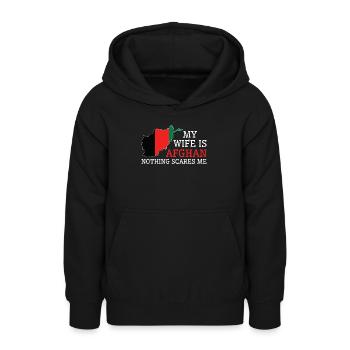 Rien ne me fait peur femme afghane - Sweat à capuche Ado - noir - Devant - AI Model Teenager Male light (155cm)