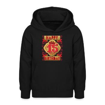 15. Geburtstag 15 Jahre alt Spruch, Vintage-Design - Teenager Hoodie - Schwarz - Vorne - AI Model Teenager Male light (155cm)