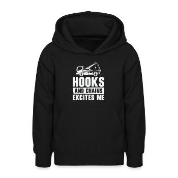 Abschleppwagenfahrer Pannenhilfe Lkw-Haken Ketten - Teenager Hoodie - Schwarz - Vorne - AI Model Teenager Male light (155cm)