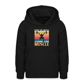 Sore Muscles Hustle Body Builder Fitness Workout - Teen Hoodie - black - Front - AI Model Teenager Male light (155cm)