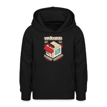 T-shirt business, boutique, slogan - Sweat à capuche Ado - noir - Devant - AI Model Teenager Male light (155cm)