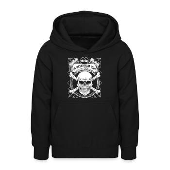 Biker-Totenkopf mit Schlange, lateinischer Spruch - Teenager Hoodie - Schwarz - Vorne - AI Model Teenager Male light (155cm)