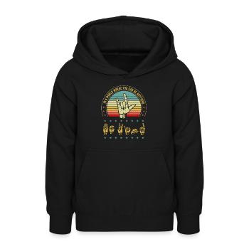 Langue des signes américaine ASL Soyez gentil - Sweat à capuche Ado - noir - Devant - AI Model Teenager Male light (155cm)