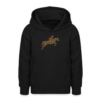 Cheval - Sweat à capuche Ado - noir - Devant - AI Model Teenager Male light (155cm)