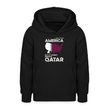 Geboren in Katar Katar Amerikaner USA - Teenager Hoodie - Schwarz - Vorne - AI Model Teenager Male light (155cm)