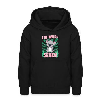 Im Wild And 7 Years Old Bday Party Gift Koala - Teen Hoodie - black - Front - AI Model Teenager Male light (155cm)