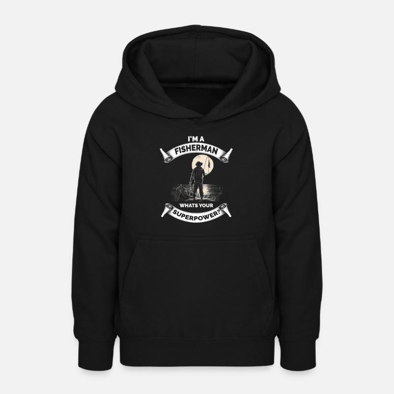 Pêcheur de pêche vintage - Sweat à capuche Ado - noir