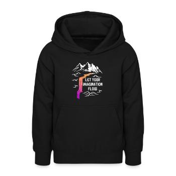 Space River Mountain Imagination - Sweat à capuche Ado - noir - Devant - AI Model Teenager Male light (155cm)
