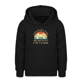 dans ma tête console humour gamer ado homme cadeau - Sweat à capuche Ado - noir - Devant - AI Model Teenager Male light (155cm)