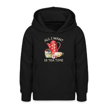 Tea drinker, tea with teapot and cupcake - Teen Hoodie - black - Front - AI Model Teenager Male light (155cm)