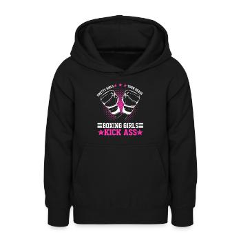 Boxing Girls Kick Ass Funny Kickboxing Gift Idea - Teen Hoodie - black - Front - AI Model Teenager Male light (155cm)