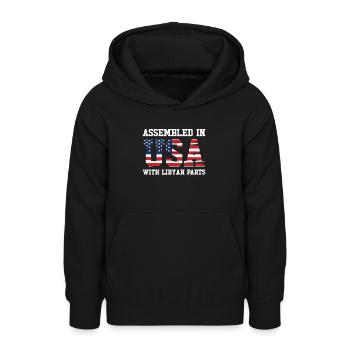 Né en Libye, Libye, Américain, États-Unis - Sweat à capuche Ado - noir - Devant - AI Model Teenager Male light (155cm)
