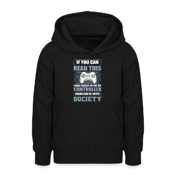 Hvis du kan læse dette, lægger jeg min controller fra mig - Teeneager hoodie - sort - Foran - AI Model Teenager Male light (155cm)