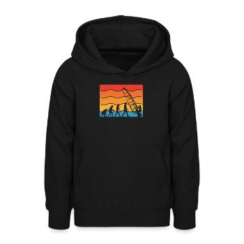 Evolution of the windsurfer - Teen Hoodie - black - Front - AI Model Teenager Male light (155cm)