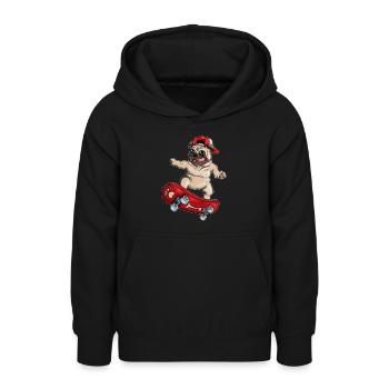 Skateboard Mops Motiv Hunderasse Hundehalter Möpse - Teenager Hoodie - Schwarz - Vorne - AI Model Teenager Male light (155cm)