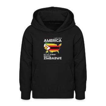 Né au Zimbabwe Zimbabwe États-Unis - Sweat à capuche Ado - noir - Devant - AI Model Teenager Male light (155cm)